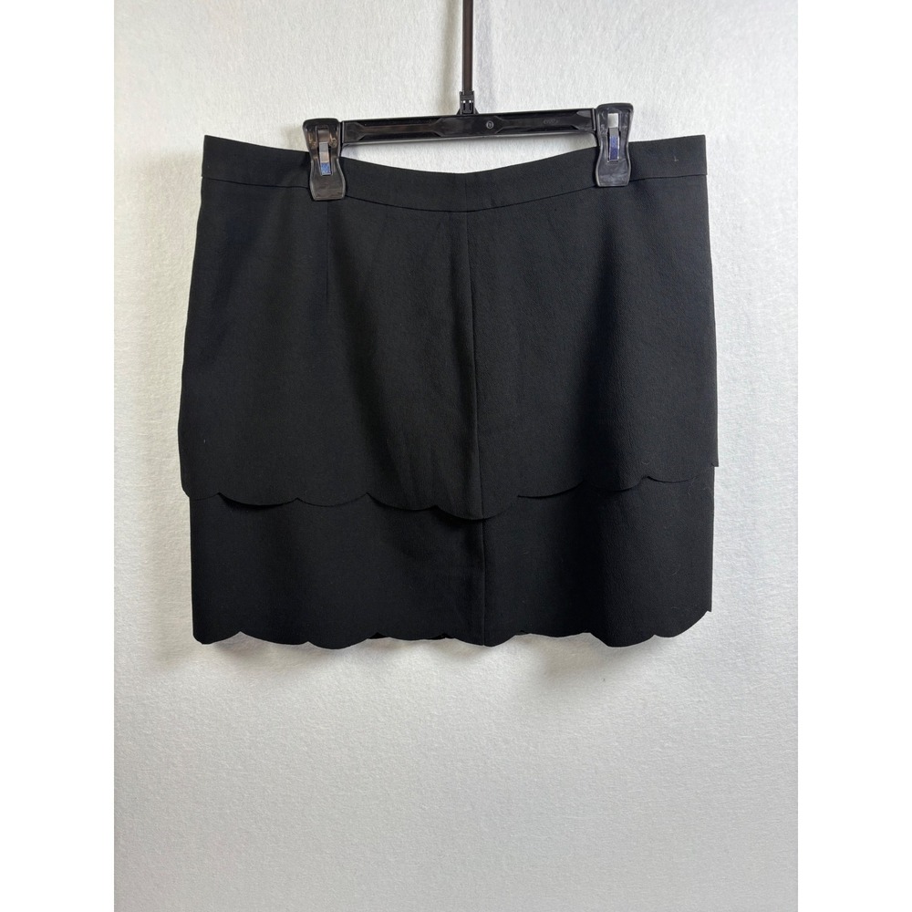 Loft Outlet Black Scalloped Hem Mini Skirt Size 14 NWT Textured Crepe 21761546